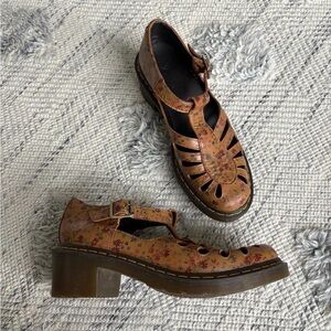 Floral Brown Jocelyn doc Martens T-Strap size 11M
